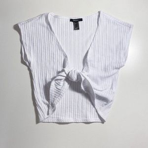 Forever 21 Ribbed Tie Front Top